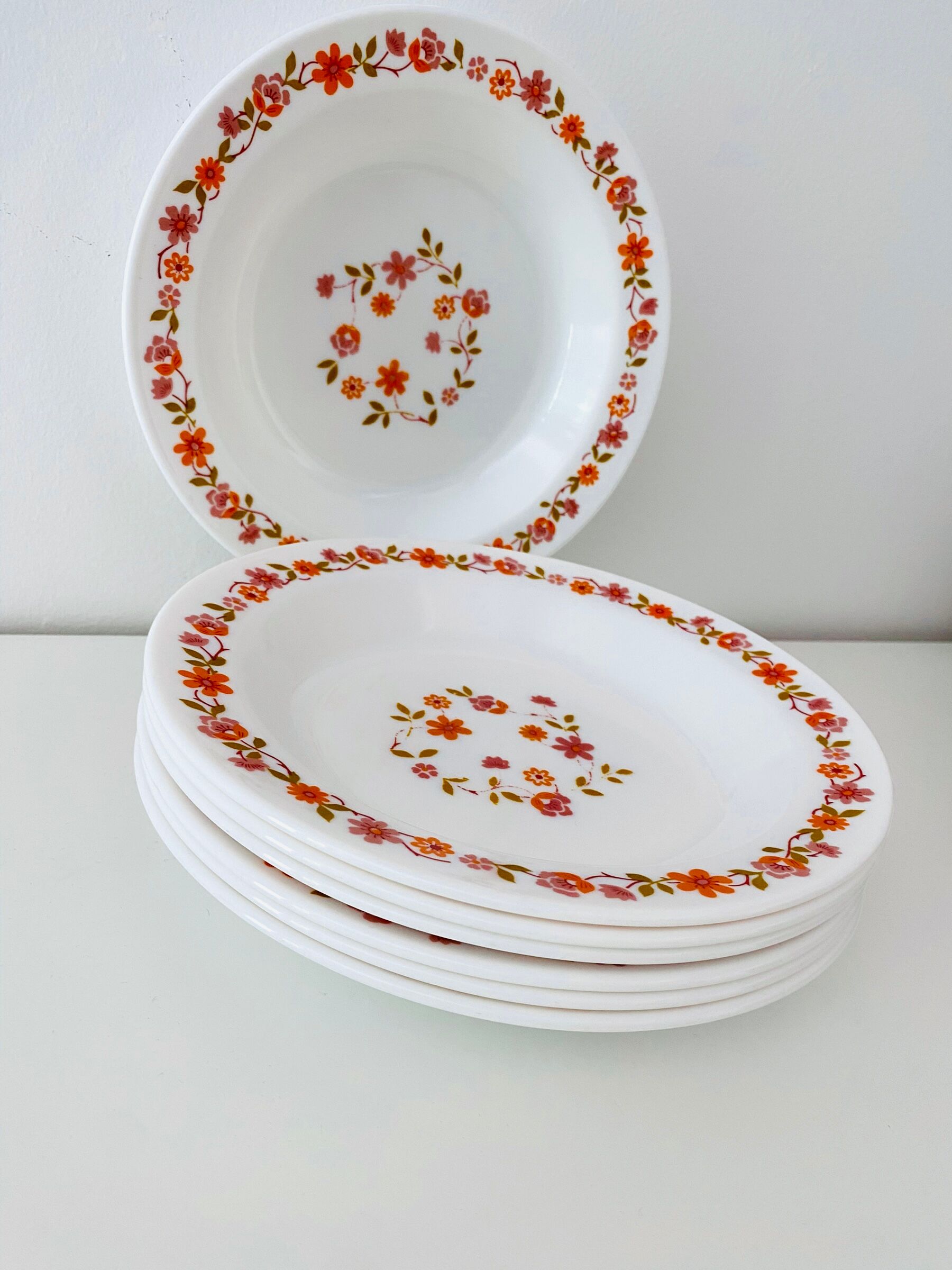 Lot de 4 assiettes creuses Arcopal – modèle Fruit de France – 21 cm – vintage - Arts de la table