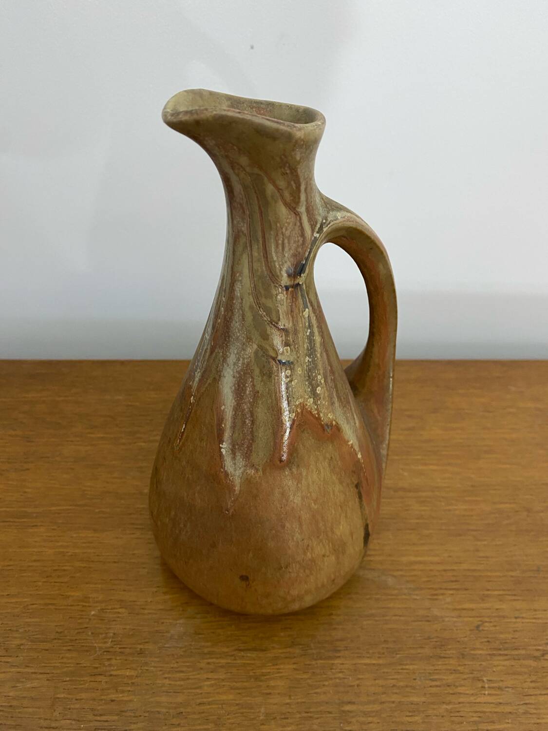 Antique denbac carafe pitcher flamed stoneware brown vintage