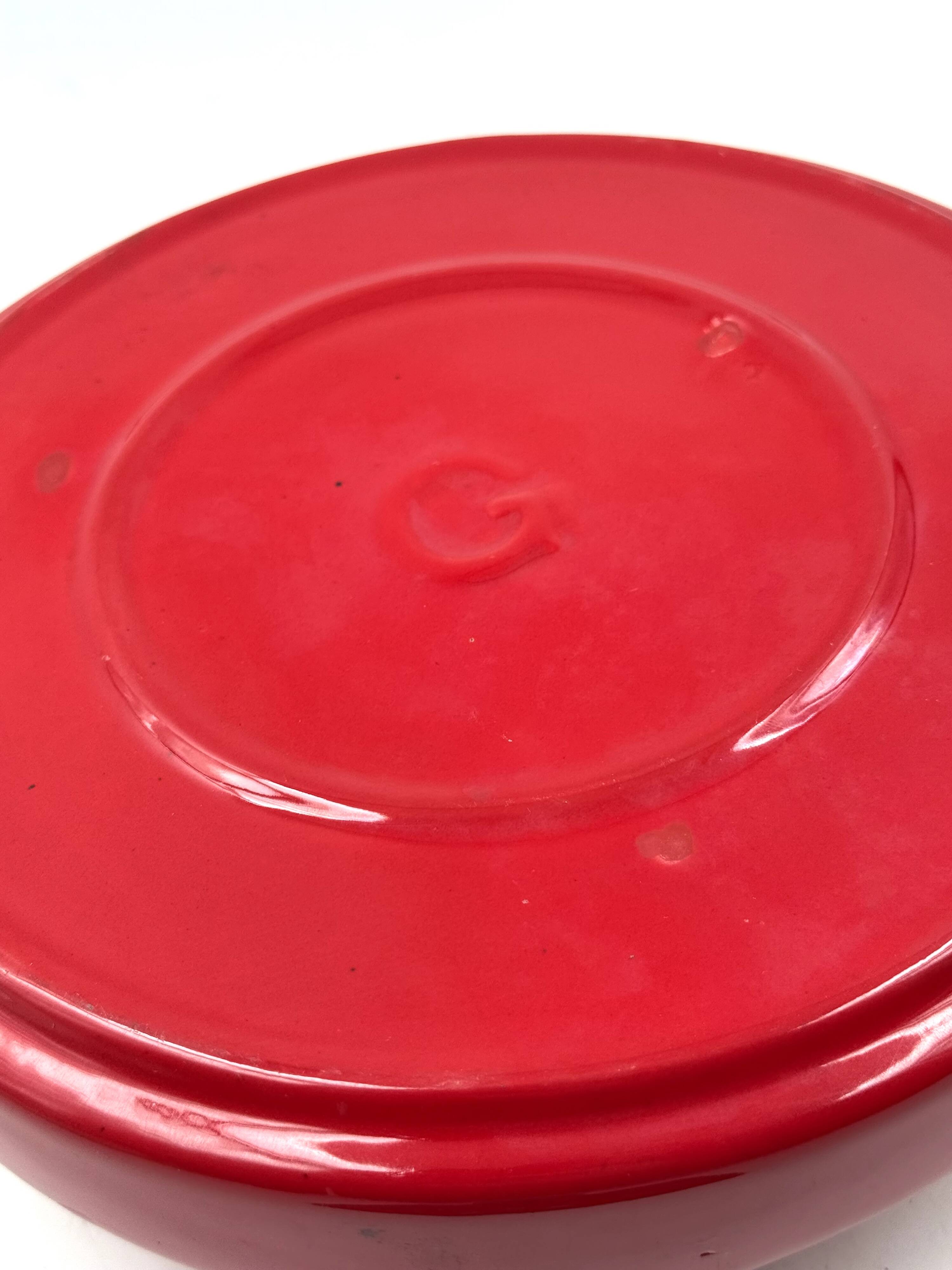 Space age red ceramic ashtray, Studio Opi, Gabbianelli Italy ca. 1970