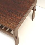 Brutalist wenge coffee table with integrated magazine rack, 1970s
