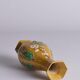 Chinese Yellow Glazed Hexagonal Relief Porcelain Vase with Prunus Motif