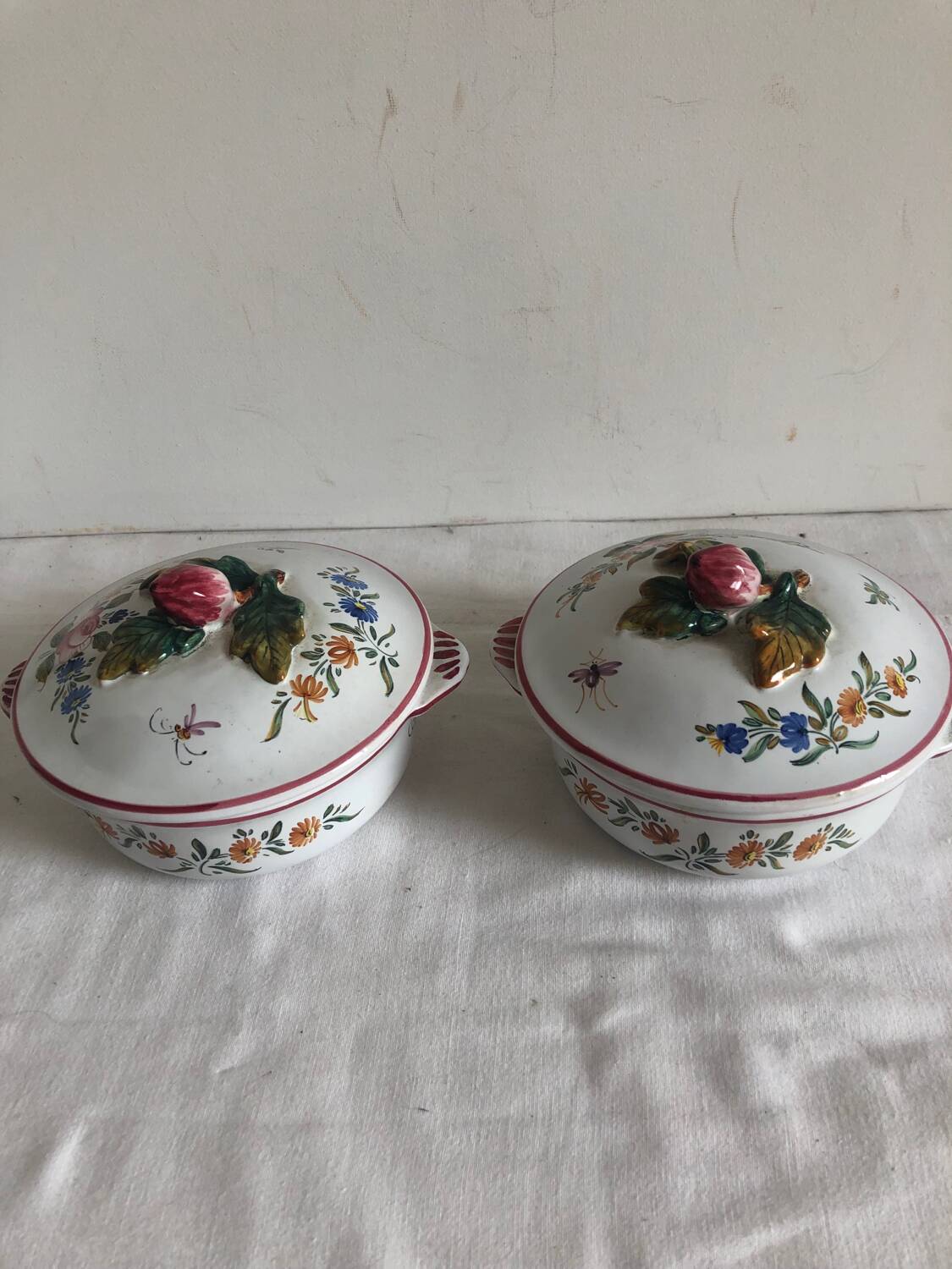 Lot of ceramic pieces Emile Tessier Malicorne sugar bowl candy dish