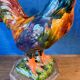 Ceramic sculpture of a rooster from Bavent, glazed terracotta, 1960.