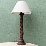 Carved wooden lamp, Corinthian column, 17th century