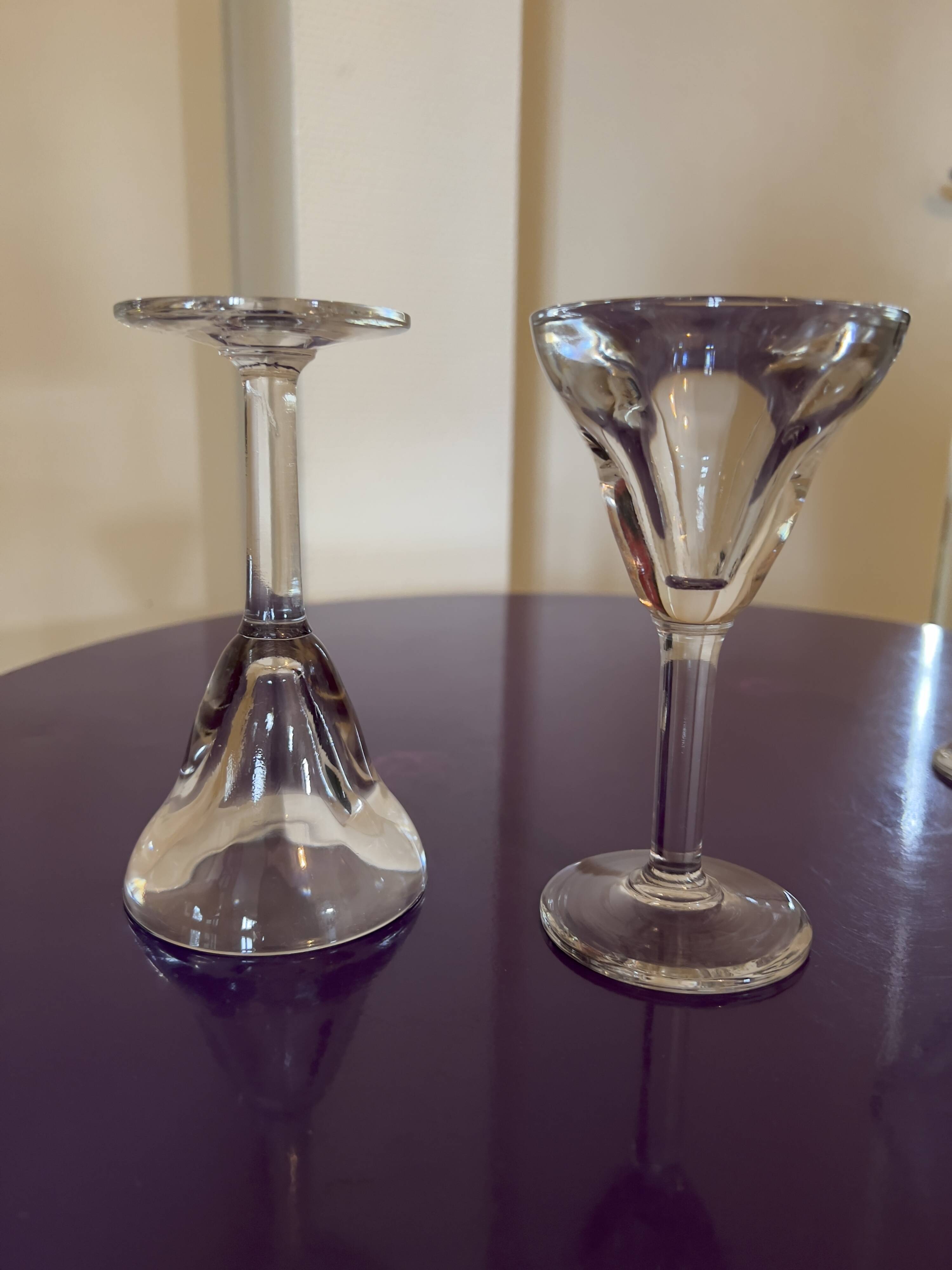 Set of 3 vintage bistro glasses in thick blown glass