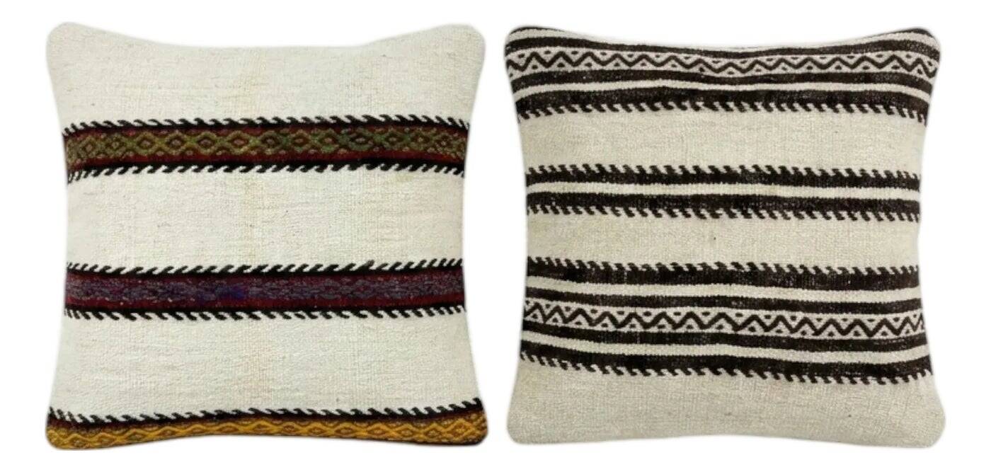 Lot de 2 housses de coussin kilim vintage 51x51 cm