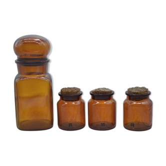 Set of 4 amber jars Yves rocher & Jacques Vabre