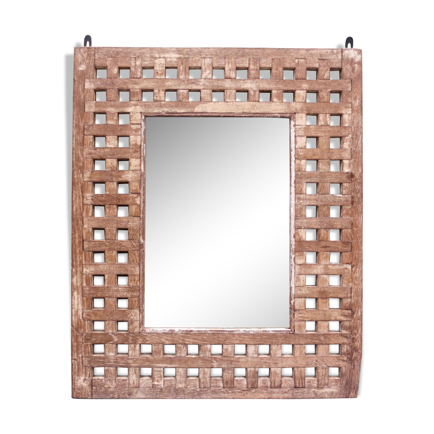 Antique indian wooden fretwork mirror frame