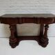 Biedermeier mahogany wall console table or desk with leather inlay top and drawer