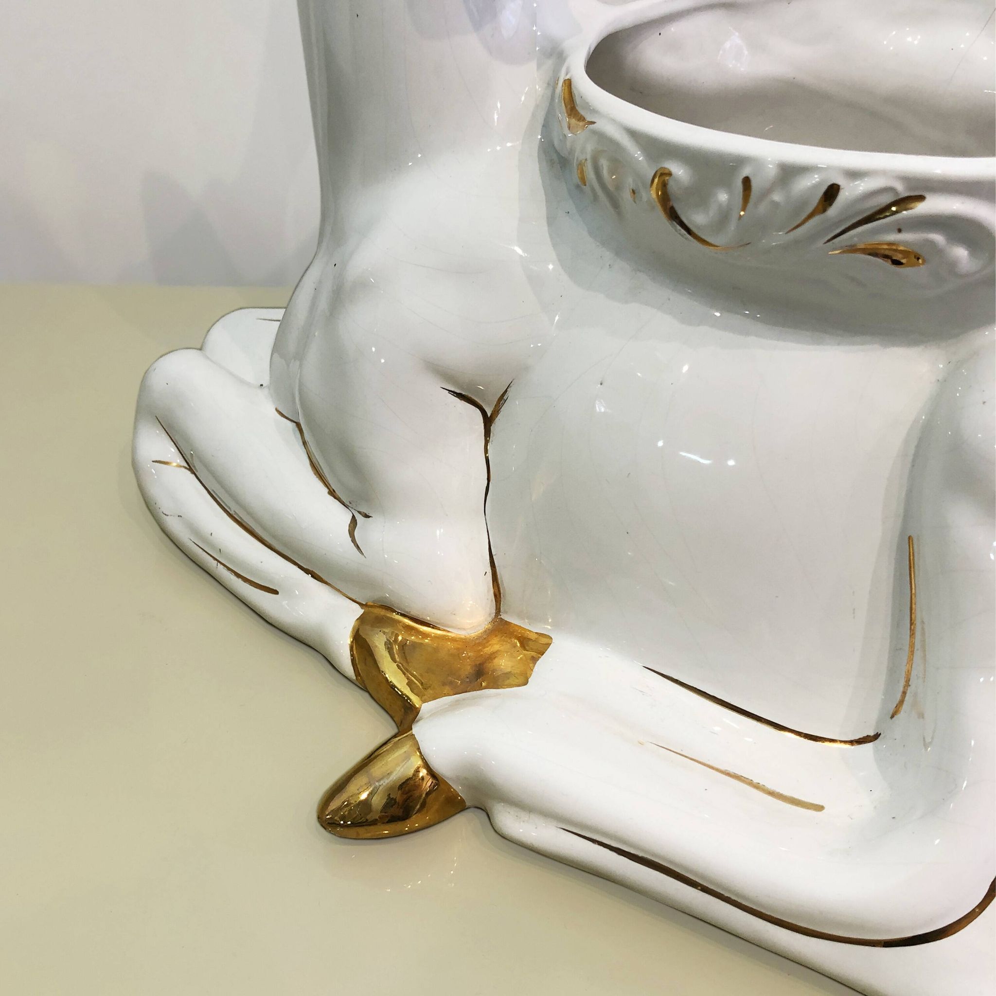 Vintage Italian Antica Athena Deer Faun Ceramic Flower Planter c.1980s