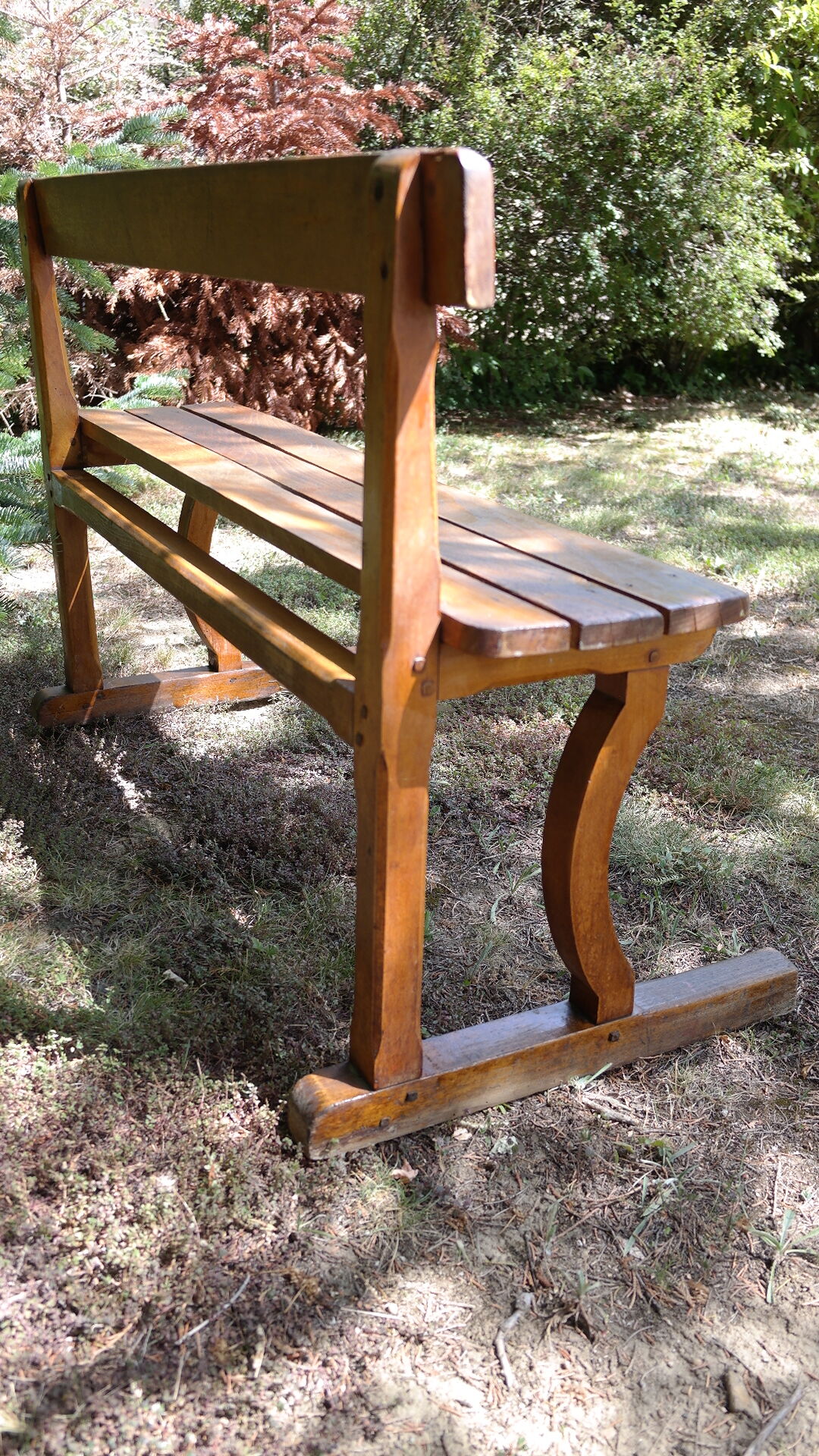 Old solid oak church pew