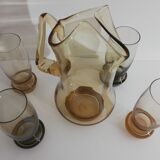Service with 1 pitcher and 4 vintage design glasses