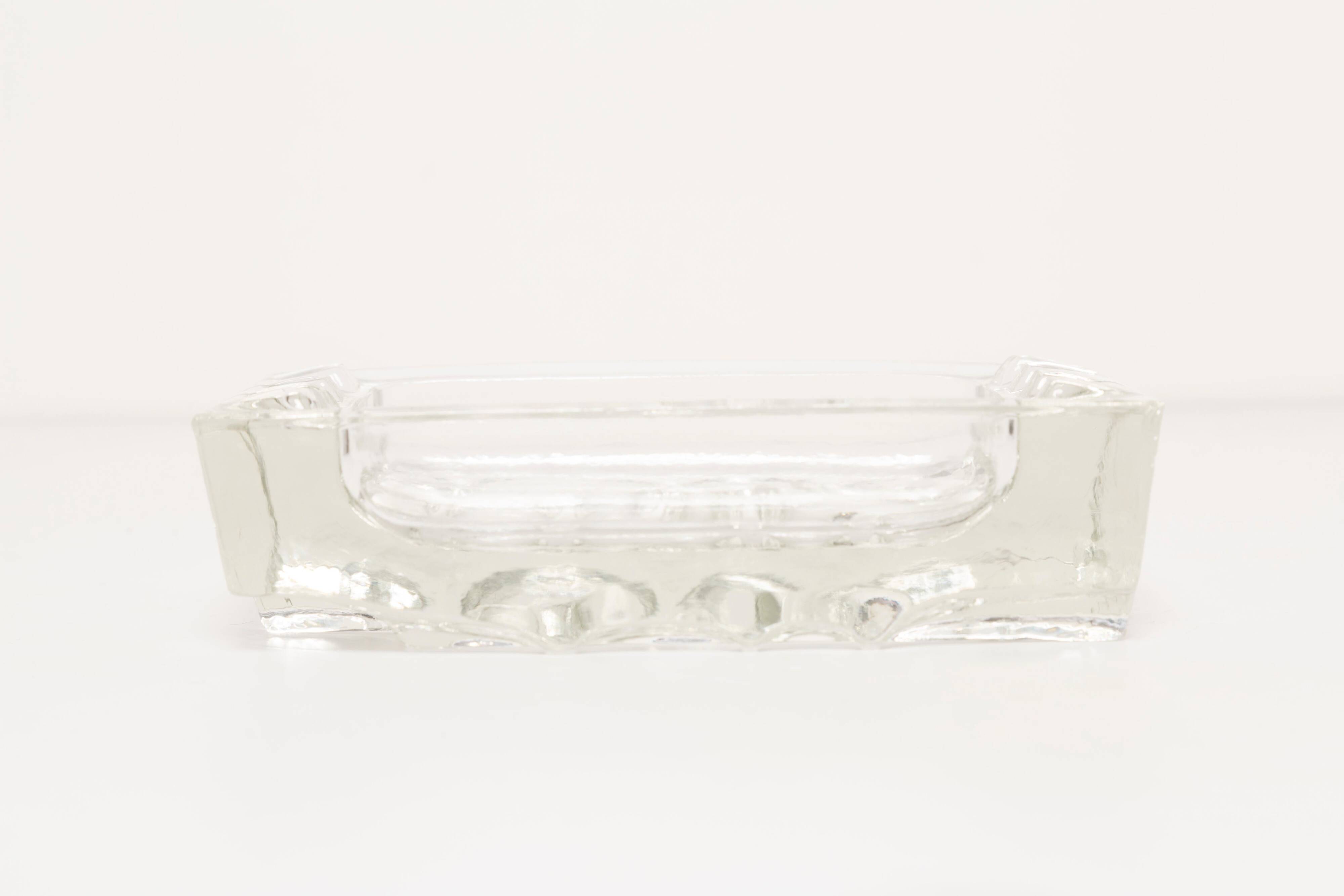 Transparent Glass Ashtray Bowl, 1970s, Italy