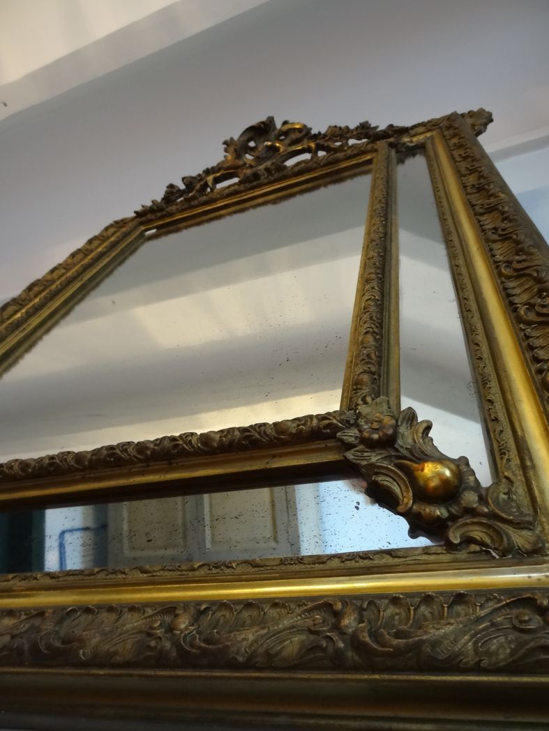 19th century golden stucco parcloses mirror 89x130cm