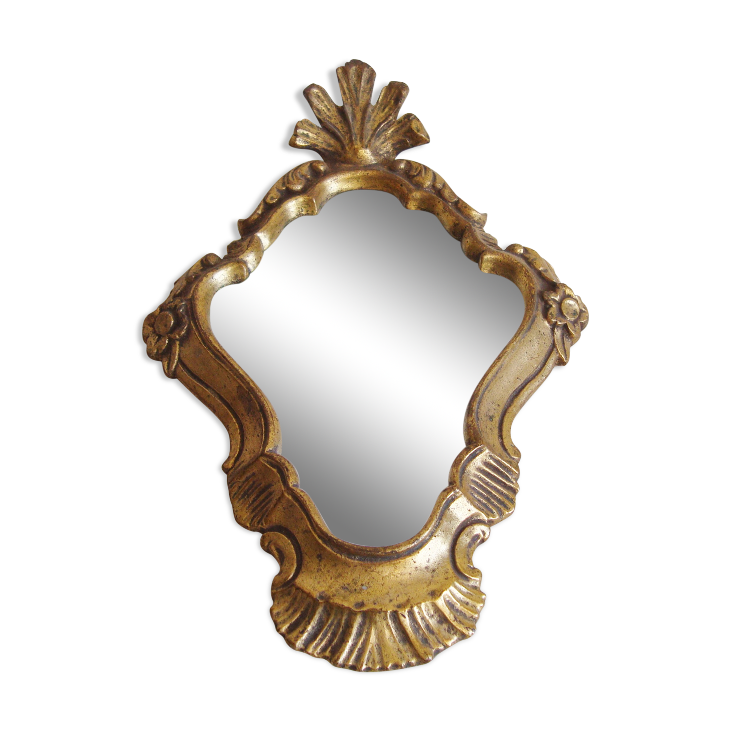 Vintage mirror resin effect golden wood