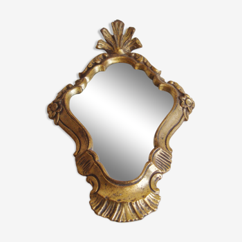 Vintage mirror resin effect golden wood