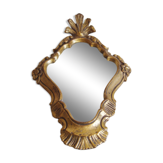 Vintage mirror resin effect golden wood