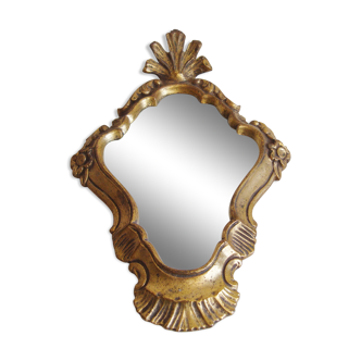 Miroir vintage en résine effet bois doré