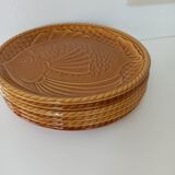 Gien earthenware fish set, 6 plates and a serving dish