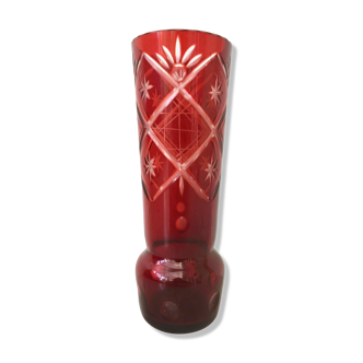 Carved Bohemian crystal vase