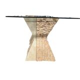 vintage stone dining table with glass top