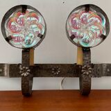 Vintage wall lamps in wrought iron and Murano glass paste from the 50s and 60s