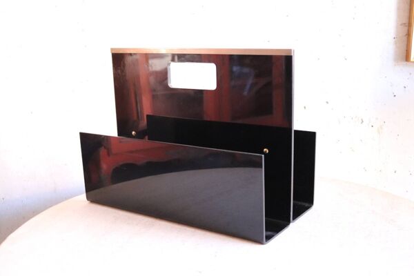 Porte revues 70's plexi noir Roche bobois