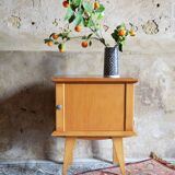 Blonde wood bedside table