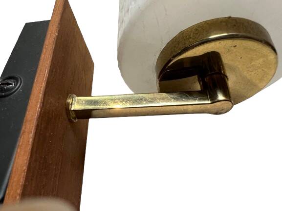 Pair of wood and glass wall sconces