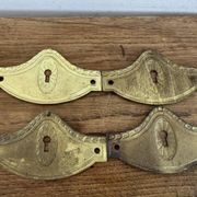 4 antique bronze/gilded brass lock plates Louis XV furniture Na