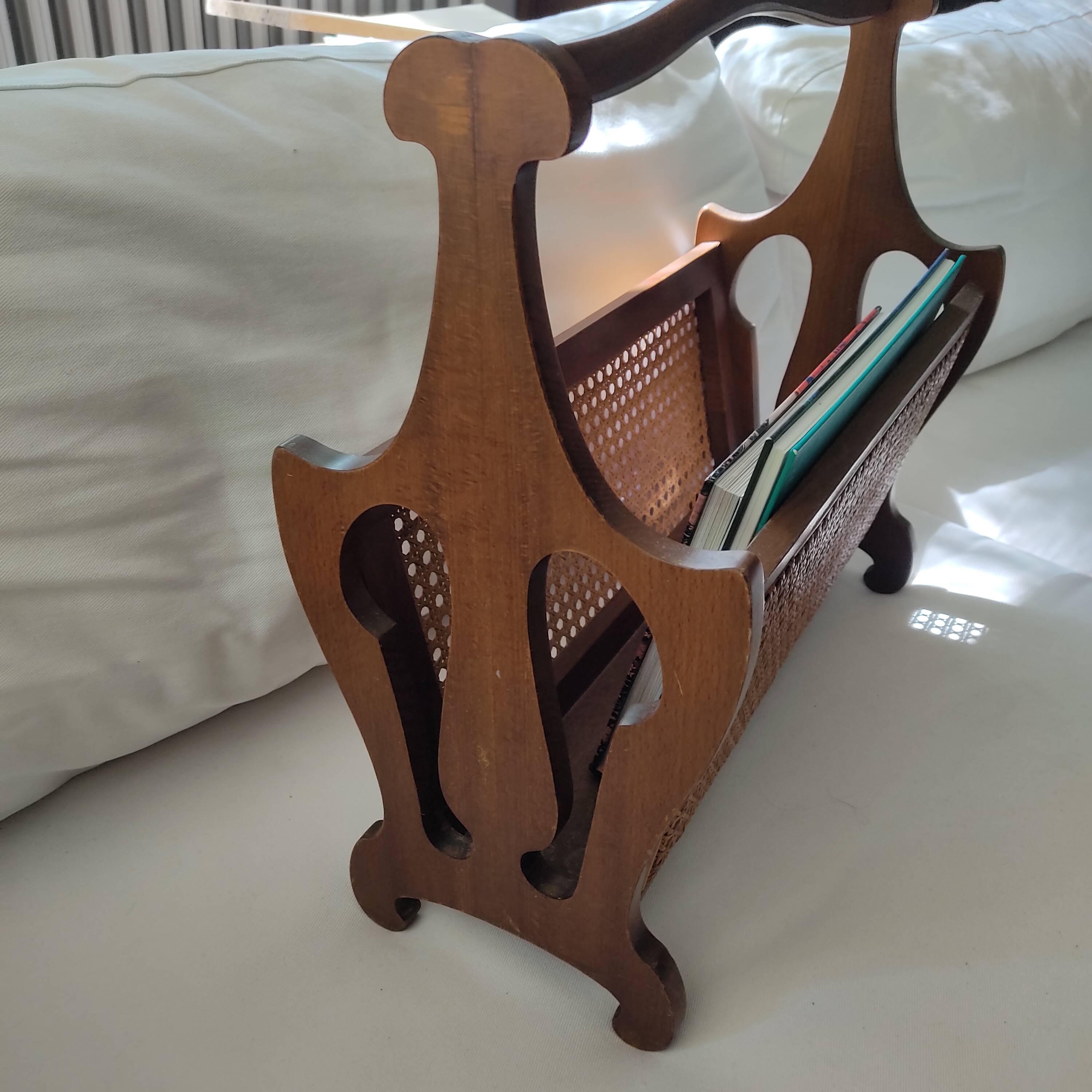 Wood and Vienna straw magazine rack