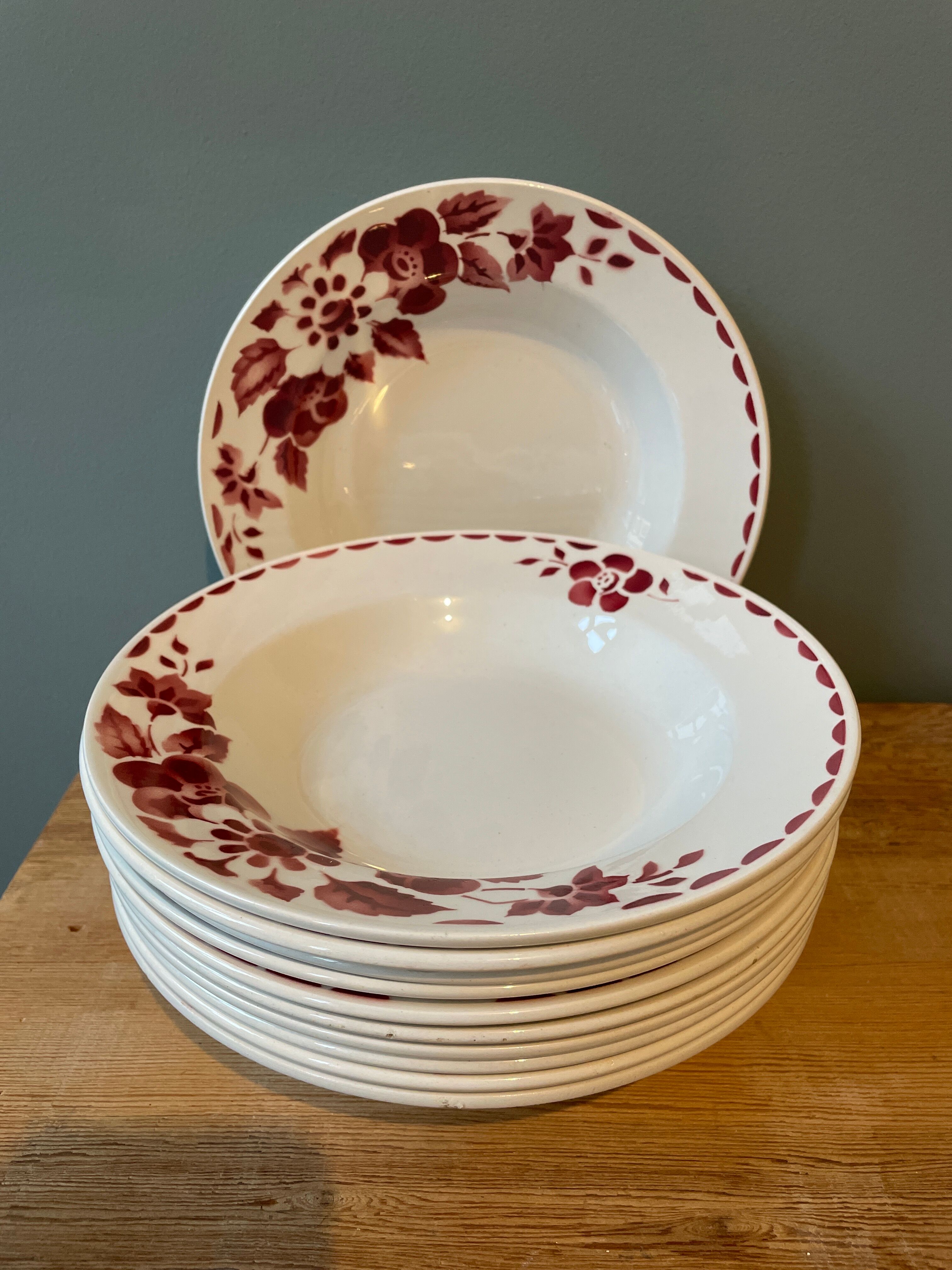 Set of 11 hollow plates Céranord St Amand model Jane
