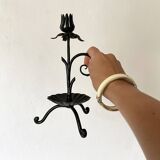 Wrought iron flower candlesticks