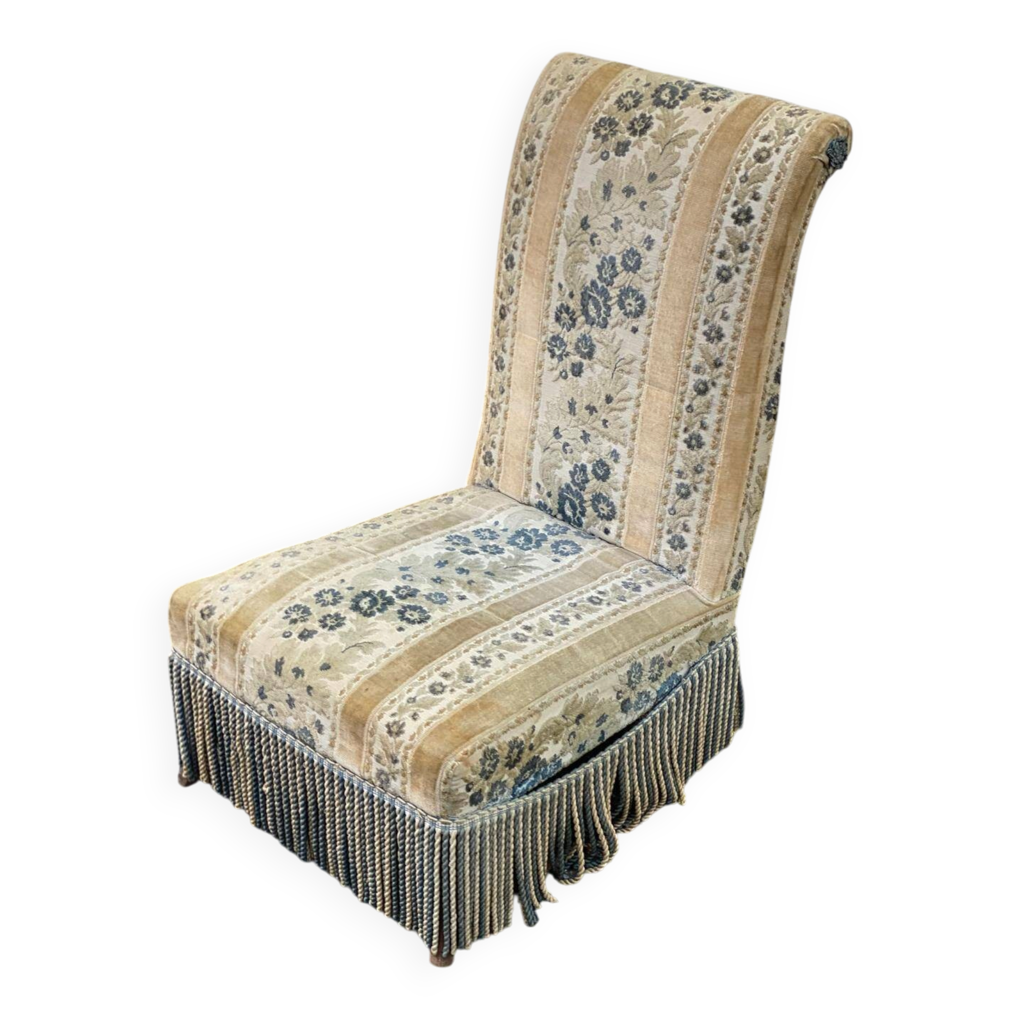 Chauffeuse vintage Napoléon velours beige