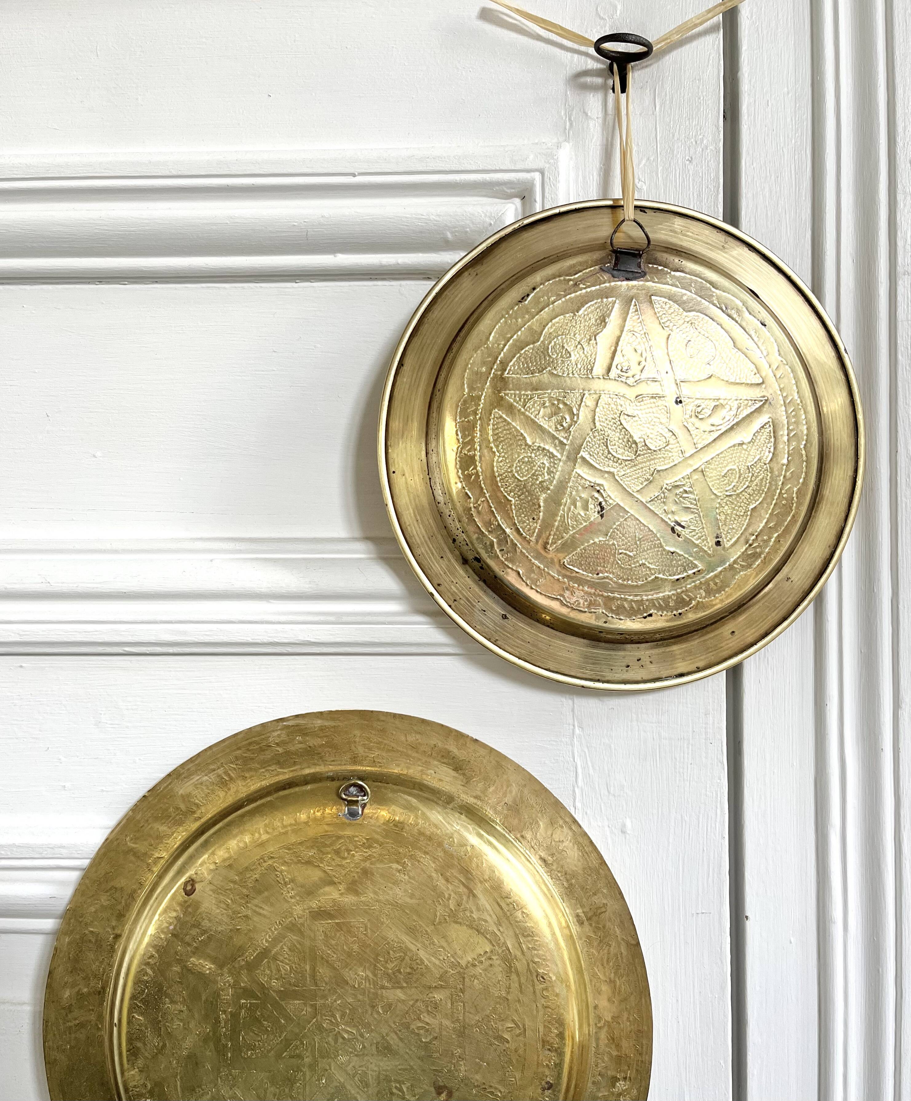 Vintage oriental brass plates