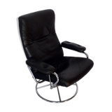 Scandinavian armchair in swivel leather