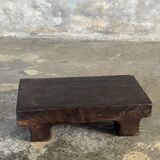 Small stool, black solid teak accent stool wabi-sabi L30 W8.5 H6.
