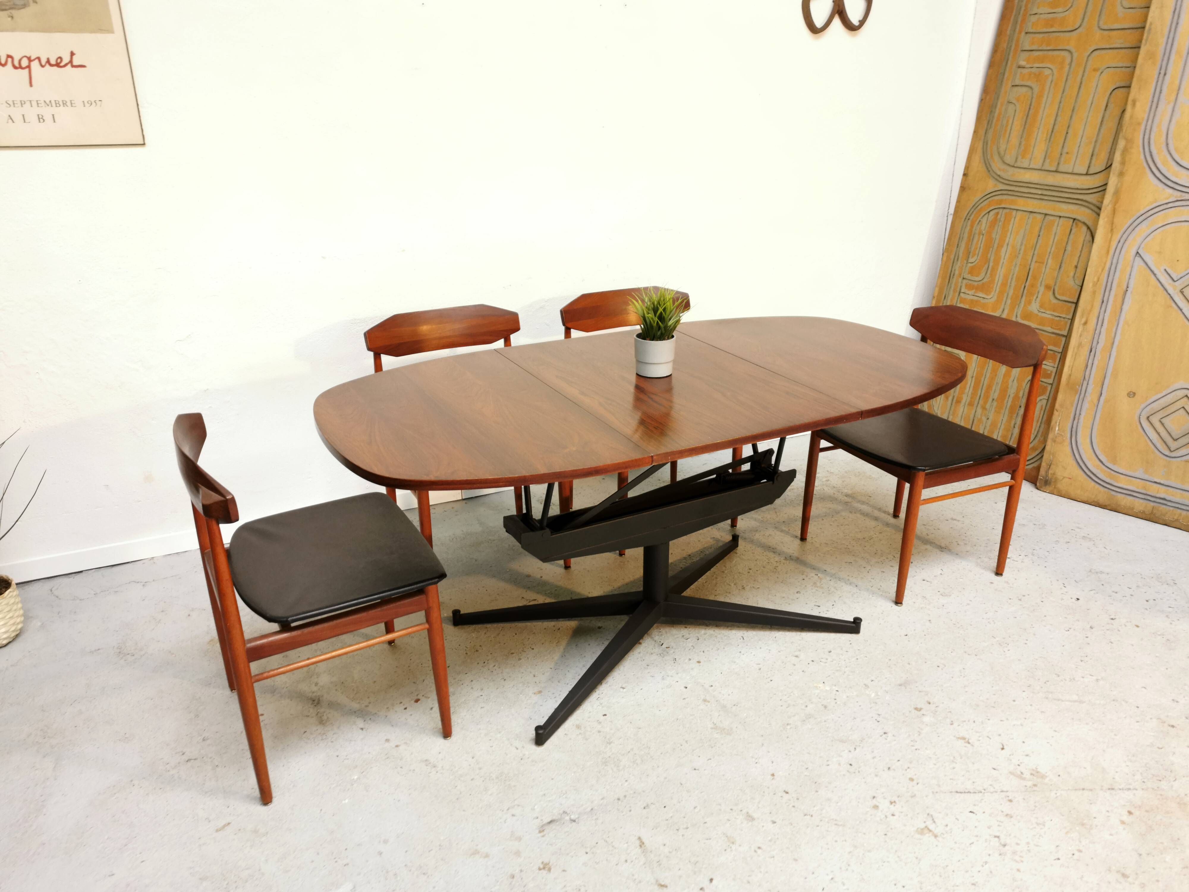 Table basse vintage relevable transformable scandinave