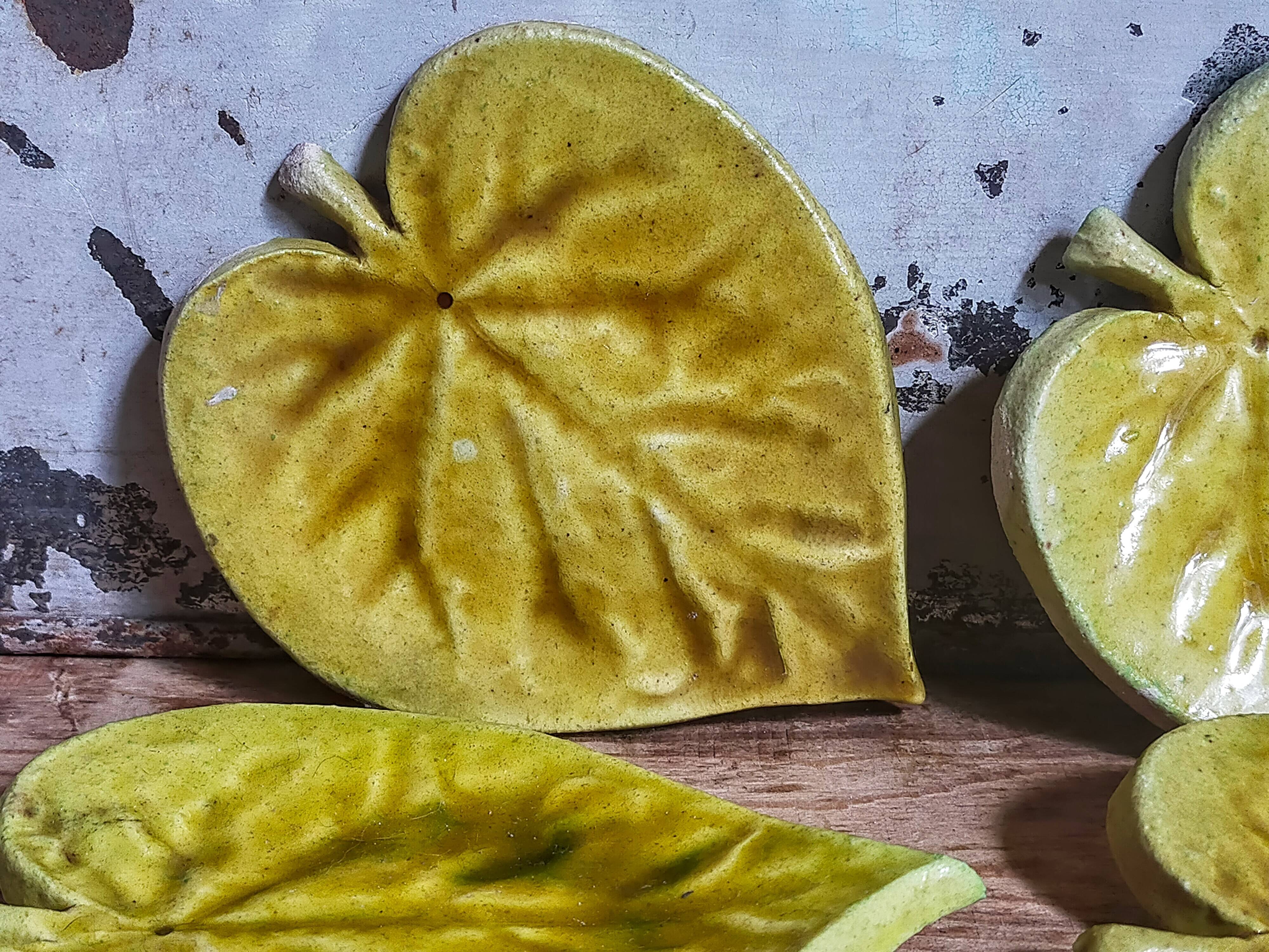 Four ceramic leaf cups from Les potiers d’Accolay