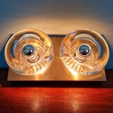 Double wall light in brass and glass, Space Age style, Cosack, 1970