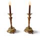 Pair of neoclassical candle holders in gilded bronze and green onyx, bust of