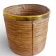 Mid-Century Organic Modern Large Pencil Reed / Rattan Planter with Brass Rim