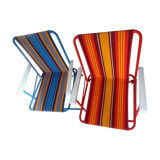 Vintage camping folding chairs with stripes