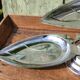 Vintage foldable table holder in silver metal