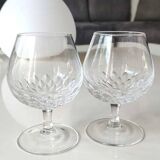 Set of 4 Cognac/Brandy Glasses. Cut crystal. Cut drop pattern.