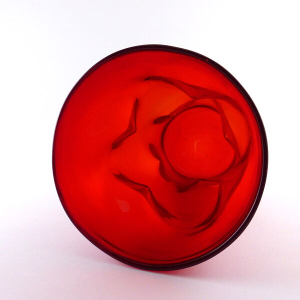 Vase en verre pincé rubis empoli Italie vers 1950
