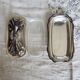 Vintage silver-plated butter dish in rococo style - Glass compartment - Knife