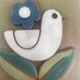 Vintage ceramic wall plaque, bird and heart, Made in Spain, Mithé Espelt style.