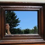 Small mirror in resin, imitation wood