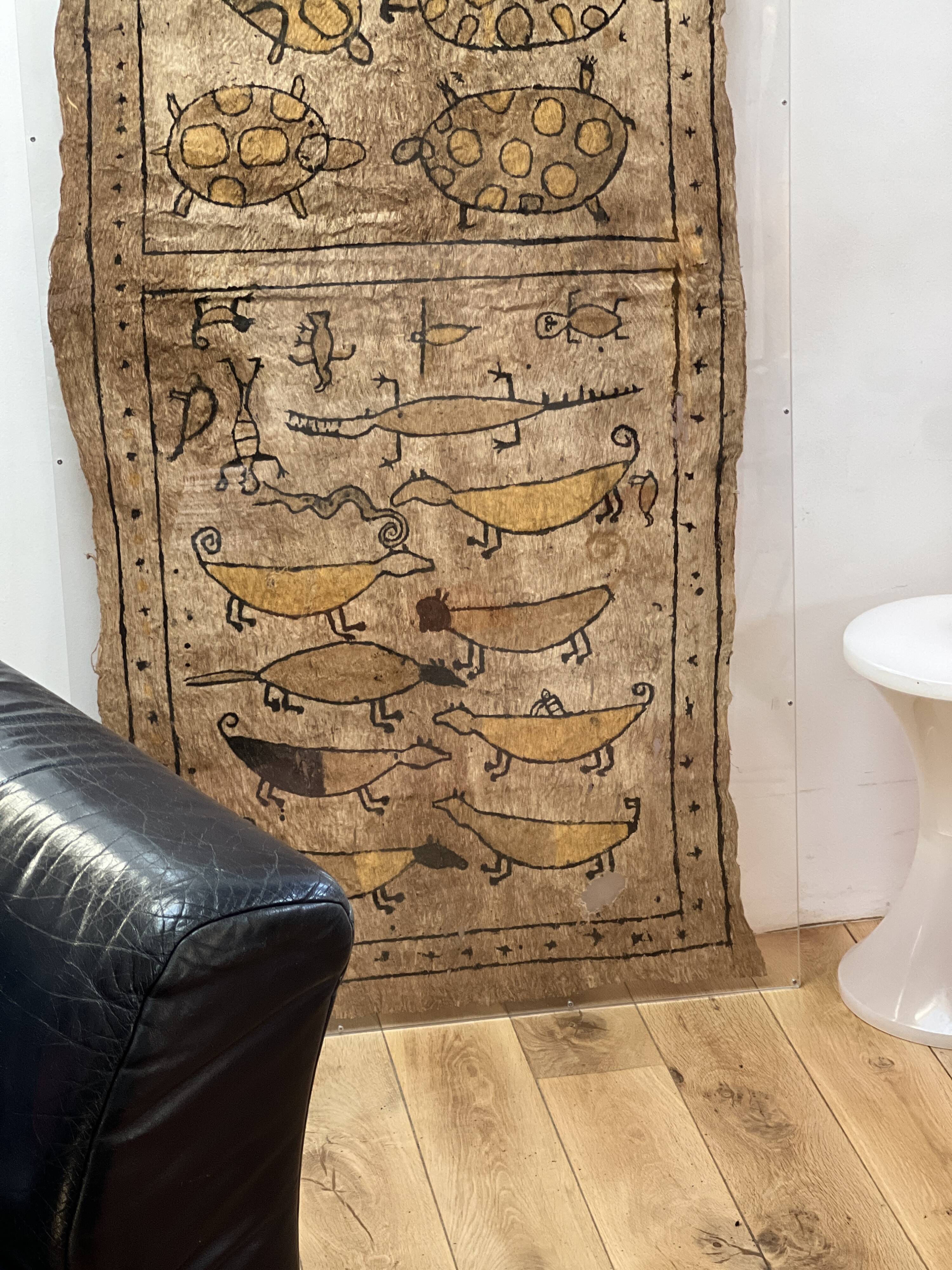 Panneau décoratif dessins sur écorce